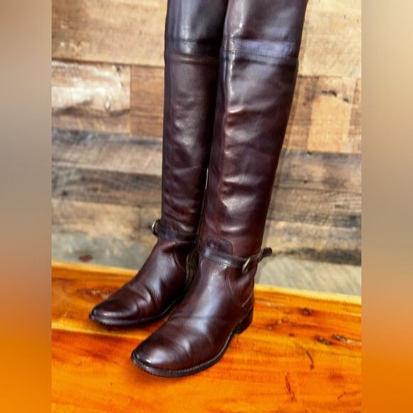 VTG FRYE SHIRLEY CUFFED FASHION RIDING BOOTS DARK BROWN LEATHER US SZ 6 M - Picture 7 of 13